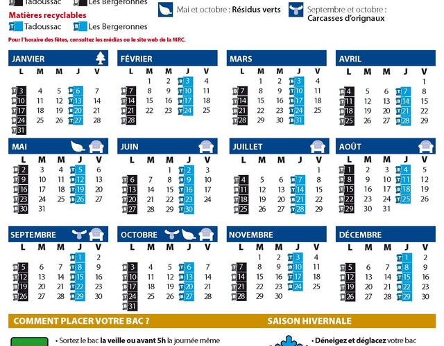 Nouveau calendrier des collectes